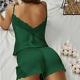 thumbnail image 1 of Sakmal Satin Women's Pajama Sets Silk Solid Tank Top and Shorts Sleepwear ,Green,L, 1 of 9