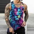 thumbnail image 1 of Sakmal Scoop Neck Mens Tank Tops Purple Purple Graphic Lion Lightweight Stringer Camisole Muscle Tunic Tops, 1 of 7