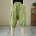 thumbnail image 1 of Sakmal Scrub Pants Womens Pants Green Cropped Solid Pleated with Pockets Plus Size Pants, 1 of 9