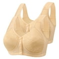 thumbnail image 1 of Sakmal Seamless Bralettes for Women with Support Front Closure Wireless Comfort 2-Pack Beige Womens Bras L, 1 of 4