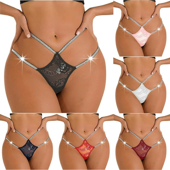 Sakmal Seamless Ladies Underwear Panties Cheeky Thong Lace Panties Black No Show Ladies Underwear L