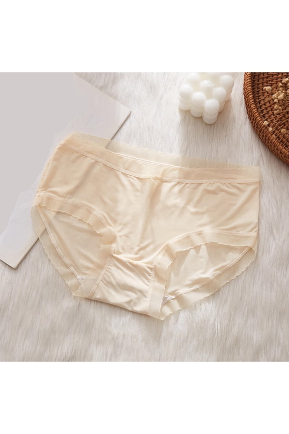 Seamless Panties for Women Cotton Briefs Panties Beige Soft Underwear for Women XL
