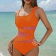 thumbnail image 1 of Sakmal See Through Womens Bathing Suits Orange Sheer One Piece Tummy Control Swimsuits Mesh Swimwear, 1 of 5