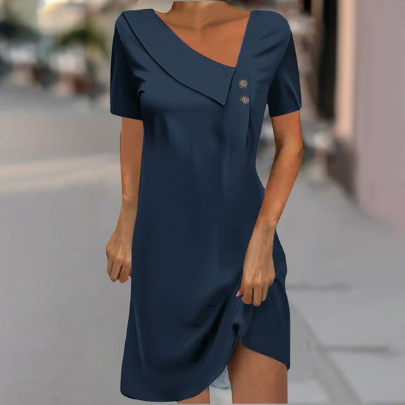Sakmal Semi Formal Summer Dresses for Women 2025 Mini Shirt Dress Graduation Short Sleeve Dresses