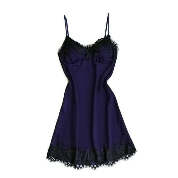 Sakmal Night dress for Women Chemises Lace Pajama Dress Sleeveless Blue Chemises for Women