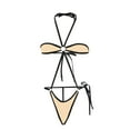 thumbnail image 1 of Sakmal Sexy Women Swimsuits One Piece Beige Triangle Tummy Control Swimsuits Solid Halter Swimwear, 1 of 4
