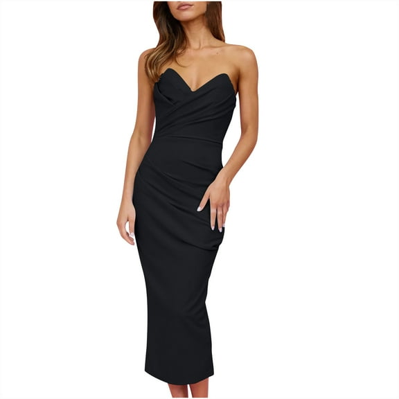 Sakmal Sexy Womens Spring Dresses Black Elegant Cocktail Long Dress Sleeveless Bodycon Dresses