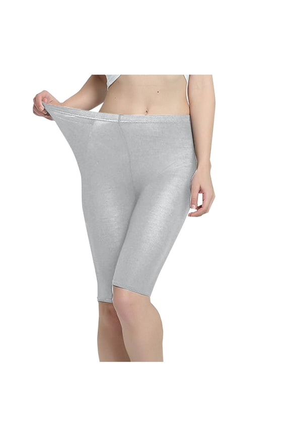 Shapewear Womens Shorts Leggings Gray 9 Inch Inseam High Waisted Solid Athletic Shorts