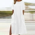 thumbnail image 1 of Sakmal Shift Womens Dresses Spring Long Short Sleeve Crew Neck White Dresses ,Sizes S-2XL, 1 of 7
