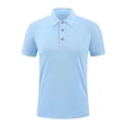 thumbnail image 1 of Sakmal Shirts for Men Blue Collared Short Sleeve Solid Classic Henley Style Three Button Henley Closure Casual Summer Daily Tops, 1 of 8