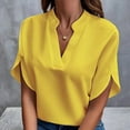 thumbnail image 1 of Sakmal Shirts for Women Short Sleeve Dressy V-Neck Basic shirts Casual Tops for Women, 1 of 6