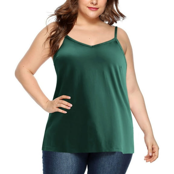 Sakmal Shirts for Women V-Neck Sleeveless Green Camisole Plus Size Blouses Womens Workout Tops