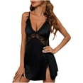 thumbnail image 1 of Sakmal Short Moomoo Night dress for Women Casual Black Plus Size Sleepwear Lace Sleeveless Chemises for Women, 1 of 5