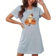thumbnail image 1 of Sakmal Short Moomoo Nightgowns Women Halloween Blue Plus Size Lightweight Night dress Pumpkin Print Short Sleeve Nightgowns for Women, 1 of 5