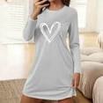 thumbnail image 1 of Sakmal Short Moomoo Sleepwear for Women Plus Size Comfy Gray Sleepshirt Long Sleeve Heart Print Nightgowns for Women, 1 of 6