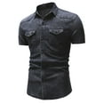 thumbnail image 1 of Sakmal Short Sleeve Men's and Big Men's Button Down Shirts Vintage Summer Denim Tshirts Gray Solid Shirts for Men L, 1 of 4