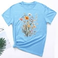 thumbnail image 1 of Sakmal Short Sleeve Plus Size Tops for Women Blue Flower Crew Neck Graphic T-Shirts Ladies Shirts, 1 of 4
