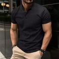 thumbnail image 1 of Sakmal Short Sleeve Polo Shirts Men Button Down Beach Vacation Tshirts Solid Business Casual Black Shirts for Men XL, 1 of 6