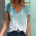 thumbnail image 1 of Sakmal Short Sleeve Spring Tops for Women 2024 Blue Deep V-Neck Floral T-Shirts T Shirts for Women, 1 of 4