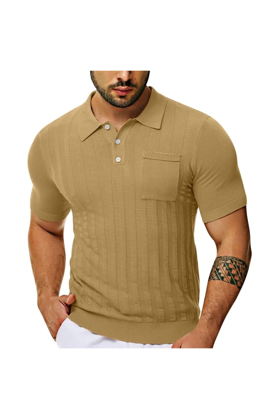 Short Sleeve Tee Shirts for Men Halter Yellow Solid with Pockets Classic Henley Style Three Button Henley Closure Plus Size Summer Tops for Men