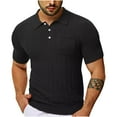 thumbnail image 1 of Sakmal Short Sleeve Tee Shirts for Men Halter Black Solid Classic Henley Style with Pockets Three Button Henley Closure Men'S Tee, 1 of 5