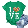 thumbnail image 1 of Sakmal Short Sleeve Womens Graphic T Shirts Crew Neck Asd Autism Awareness Love Casual Relaxed Fit Womens Summer Outfits, 1 of 5