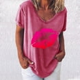 thumbnail image 1 of Sakmal Short Sleeve Womens Plus Size Tops Pink Graphic V-Neck T-Shirts Womens Shirts for Summer, 1 of 3