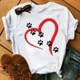 thumbnail image 1 of Sakmal Short Sleeve Womens Summer Tops White Paw Floral Crew Neck T-Shirts Womens Shirts, 1 of 4
