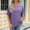 thumbnail image 1 of Sakmal Short Sleeve Womens Tops&nbsp;Plus Size Purple Solid Crew Neck Tunic Ladies Shirts and Tops, 1 of 7