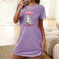 thumbnail image 1 of Sakmal Short Women Moomoo Nightgowns Comfy Spooky Season Purple Mumu Dress Short Sleeve Ghost Print Nightgowns for Women, 1 of 5