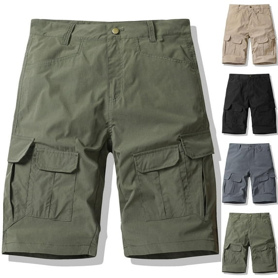 Sakmal Shorts Men Cargo Khaki Knee Length with Pockets 9 Inch Green Lightweight Solid Mens Shorts L