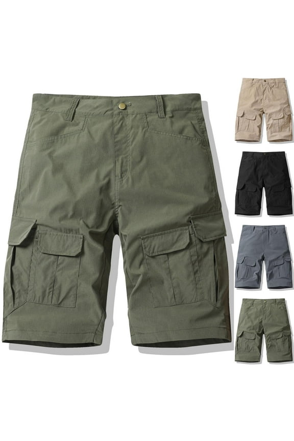 Shorts Men Cargo Big and Tall Khaki Knee Length with Pockets 9 Inch Green Lightweight Solid Mens Shorts L