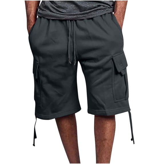 Sakmal Shorts Men Cargo Gray Solid with Pockets Big and Tall Pants for Men