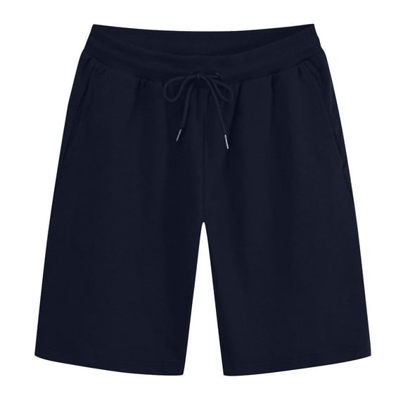 Sakmal Shorts Men Knee Length Board Bermuda Elastic Waist Solid Drawstring 9 Inch Blue Shorts for Men 3XL