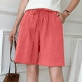 thumbnail image 1 of Sakmal High Waisted Shorts Women Wide Leg Bermuda Orange Comfy Cotton and Linen Knee Length Shorts with Pockets, 1 of 6