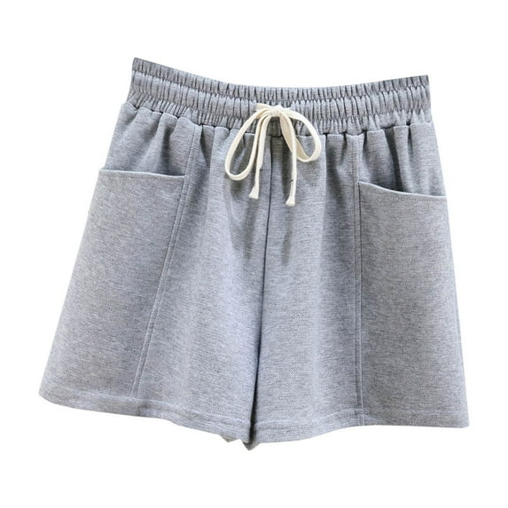Sakmal Shorts Womens Summer Gray Cotton High Waisted 6" Wide Leg Shorts with Pockets