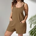 thumbnail image 1 of Sakmal Shorts for Women Brown Comfy Overalls Bermuda Mid Rise 6" Shorts with Pockets, 1 of 8