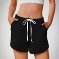 thumbnail image 1 of Sakmal Shorts for Women Casual Loungewear Black Comfy Mid Rise 5" Solid Shorts with Pockets, 1 of 8