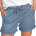 thumbnail image 1 of Sakmal Shorts for Women Drawstring Blue Cargo Camping Solid 5" Mid Rise Shorts with Pockets, 1 of 5