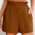 thumbnail image 1 of Sakmal Shorts for Women Ruffle Yellow High Waisted 5 Inch Inseam Solid Shorts with Pockets, 1 of 9
