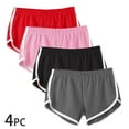 thumbnail image 1 of Sakmal Shorts for Women Summer 4PC Hotpants Lounge Solid Low Rise 3 Inch Inseam Shorts, 1 of 9