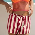 thumbnail image 1 of Sakmal Shorts for Women Striped Pink Board Beach Vacation Summer Shorts with Pockets, 1 of 8