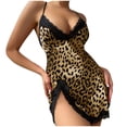 thumbnail image 1 of Sakmal Side Split Moomoo Nightgowns for Women Chemises Sleepshirt Brown Sleeveless Leopard Print Chemises, 1 of 4