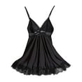 thumbnail image 1 of Sakmal Silky Moomoo Womens Chemise Nightgown Comfy Soft Black Nightshirt Lace Sleeveless V-Neck Short Chemises S-XL, 1 of 6