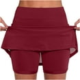 thumbnail image 1 of Sakmal Red Shorts for Women Running Workout Solid Stretchy Skorts Tennis Skirt Shorts, 1 of 6