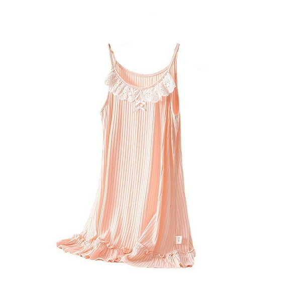 Sakmal Sleep Dress for Women Plus Size Cotton Nightshirt Pink Sleeveless Nightgowns for Women