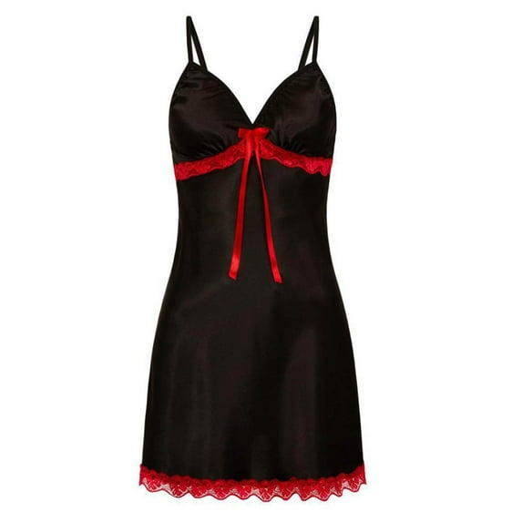 Sakmal Sleep Dress for Women Chemises Lace Sleepwear Sleeveless Black Chemises for Women