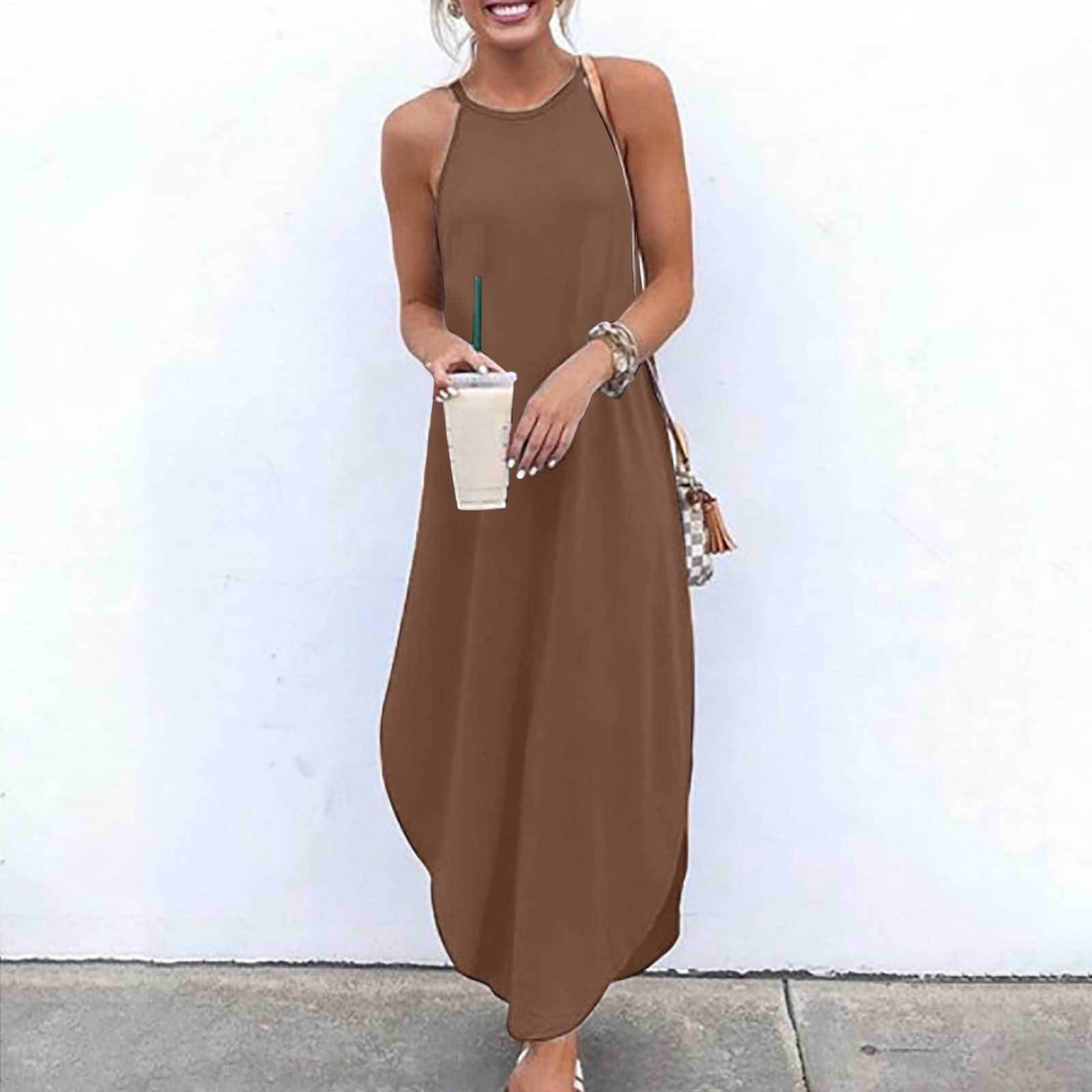 Sleeveless Halter Floor-length Lace Dress Brown Plus Size main image 1