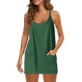 thumbnail image 1 of Sakmal Sleeveless Shorts for Women Scoop Neck Hybrid Solid Bermuda Rompers Green Shorts with Pockets, 1 of 8