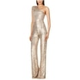 thumbnail image 1 of Sakmal Sleeveless Womens Jumpsuit Wedding Elegant Dressy Gold Overalls Long Straight Leg Boat Neck Sequin One Shoulder Pants, 1 of 5